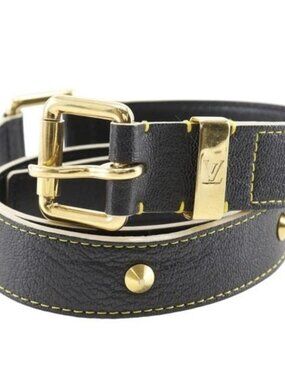 LOUIS VUITTON Ceinture Suhari belt M6869W Studs Noir black leather mens